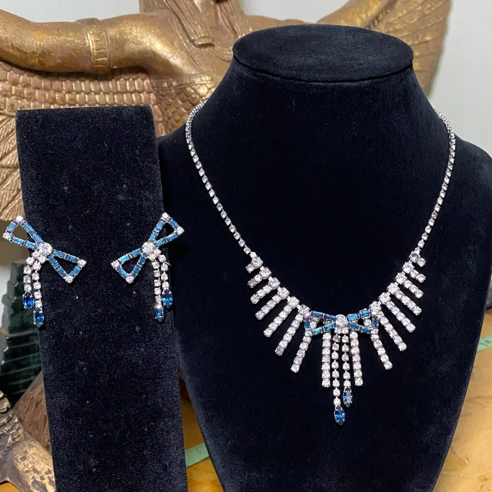 Vintage rhinestone Necklace and Earring Set - Picture 1 of 7